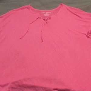 pink Lane Bryant lace up top